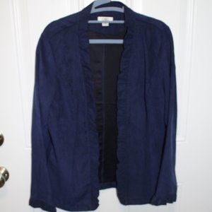 CATO Womens Navy Blue Ruffled Collar Cuffs M